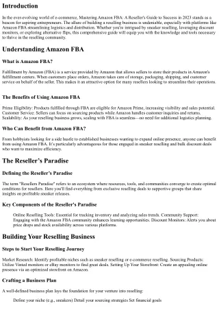 Mastering Amazon FBA: A Reseller's Guide to Success in 2023