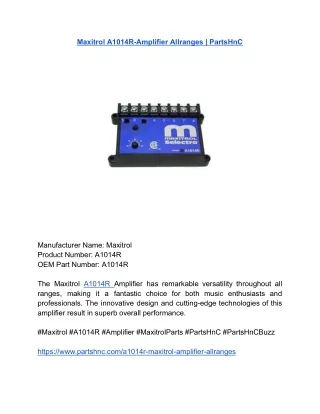 Maxitrol A1014R-Amplifier Allranges _ PartsHnC