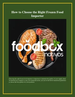 How to Choose the Right Frozen Food Importer