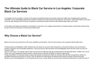 Corporate Black Car Service Los Angeles - Luxury and Comfort