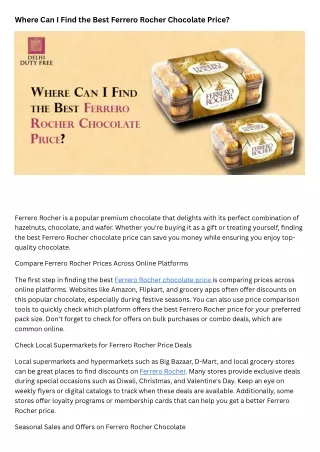 Where Can I Find the Best Ferrero Rocher Chocolate Price