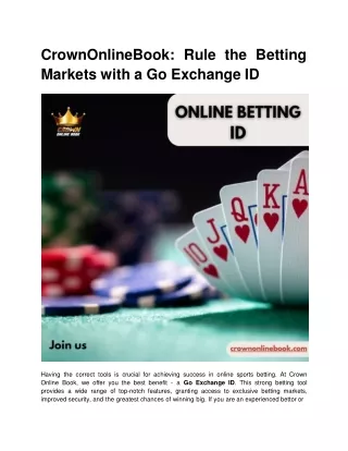 CrownOnlineBook_ Rule the Betting Markets with a Go Exchange ID