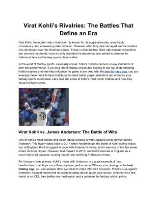 Virat Kohli’s Rivalries_ The Battles That Define an Era
