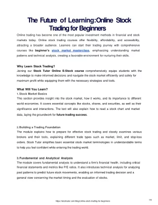 Stock Market Trading Courses Online for Beginners _ StockTutor