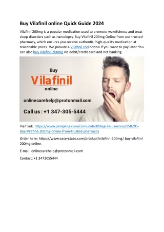 Buy Vilafinil online Quick Guide 2024