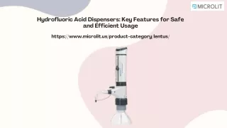 Hydrofluoric Acid Dispensers - Ensuring Safe Chemical Handling in Laboratories