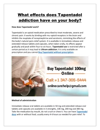 Deals on Tapentadol 100mg Online | Purchase Generic Tapentadol COD