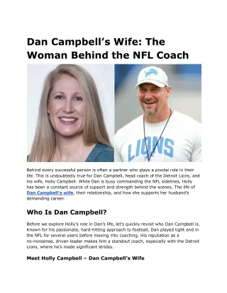 Dan Campbell’s Wife_ The Woman Behind the NFL Coach