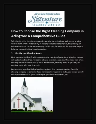 How to Choose the Right Cleaning Company in Arlington