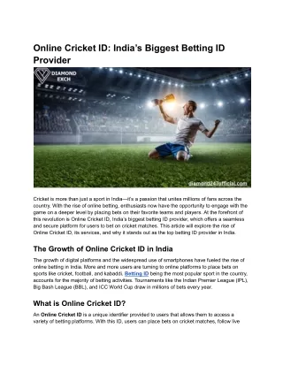 Online Cricket ID_ India’s Biggest Betting ID Provider