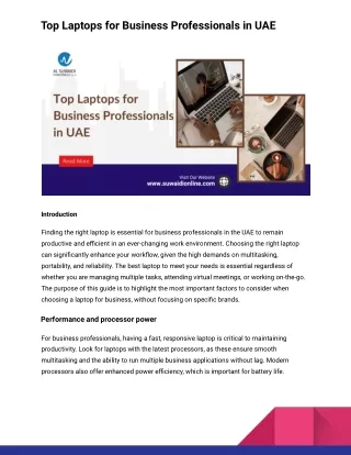 Top Laptops for Business Professionals in UAE
