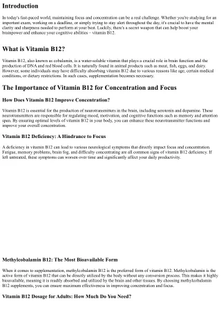 Vitamin B12: Your Secret Weapon for Improved Concentration and Focus