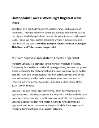 Unstoppable Forces: Wrestling's Brightest New Stars