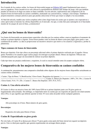 Comparativa de los mejores bonos de bienvenida en casinos confiables
