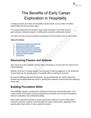 _The Benefits of Early Career Exploration in Hospitality