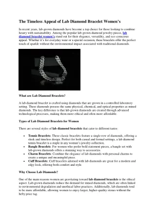 Elegant Accents: lab diamond bracelet women's