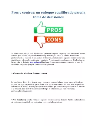 Pros y contras un enfoque equilibrado para la toma de decisiones