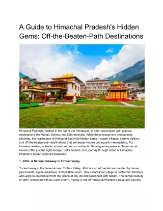 Seasonal Travel Guide: Best Time to Visit Himachal Pradesh