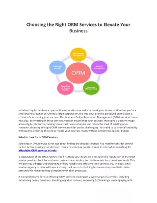 Choosing the Right ORM Services to Elevate Your Business