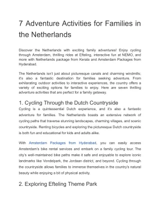 7 Adventure Activities for Families in the Netherlands