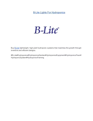 B-Lite Lights For Hydroponics