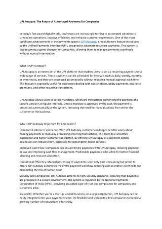 UPI Autopay: The Future of Automated Payments for Companies
