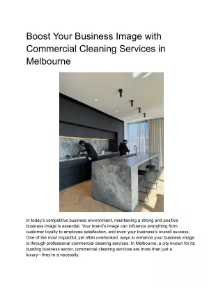 Boost Your Business Image with Commercial Cleaning Services in Melbourne