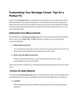 Customizing Your Bondage Corset_ Tips for a Perfect Fit