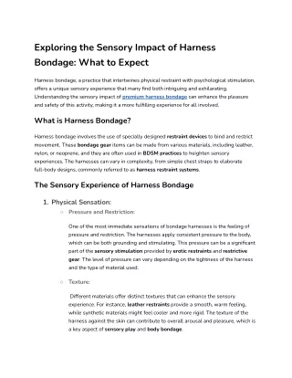 Exploring the Sensory Impact of Harness Bondage_ What to Expect