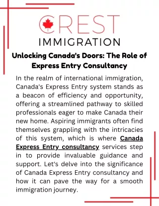 Unlocking Canada's Doors: The Role of Express Entry Consultancy