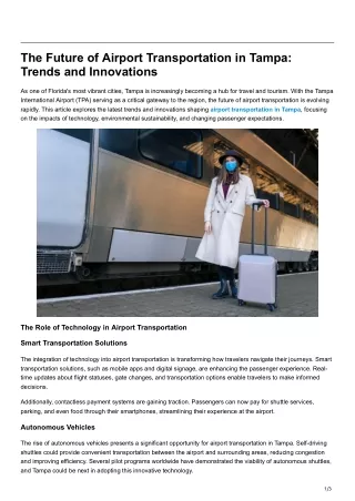 The Future of Airport Transportation in Tampa Trends and Innovations