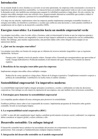 Energías renovables: La transición hacia un modelo empresarial verde