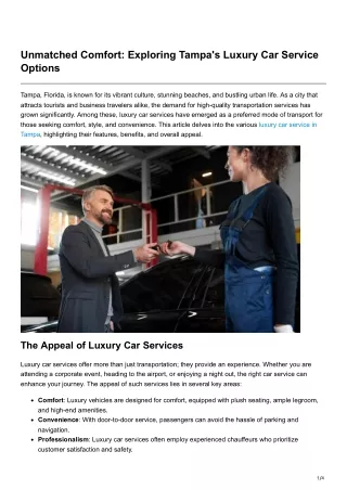 Unmatched Comfort Exploring Tampas Luxury Car Service Options