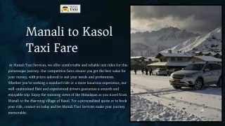 Manali to Kasol Taxi Fare
