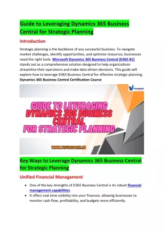 MS Dynamics 365 Business Central Training Hyderabad