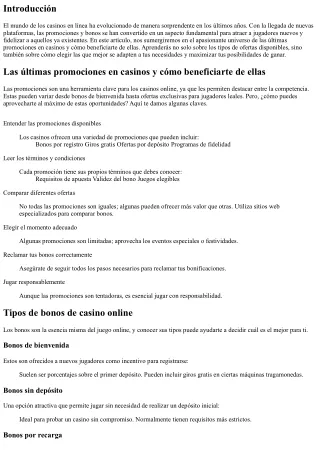 Las últimas promociones en casinos y cómo beneficiarte de ellas