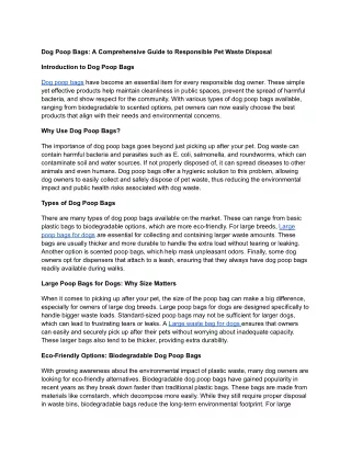 Dog Poop Bags_ A Comprehensive Guide to Responsible Pet Waste Disposal