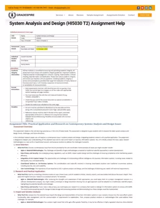 System Analysis and Design (HI5030 T2) Assignment Help