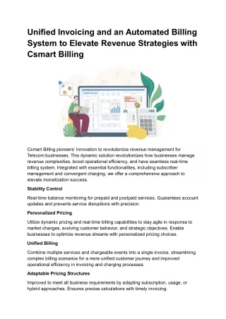 Unified Invoicing and an Automated Billing System to Elevate Revenue Strategies with Csmart Billing