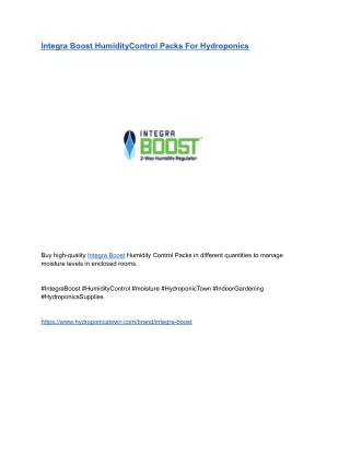 Integra Boost HumidityControl Packs For Hydroponics