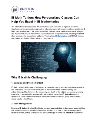 IB Math Tuition: How Personalized Classes Can Help You Excel in IB Mathematics