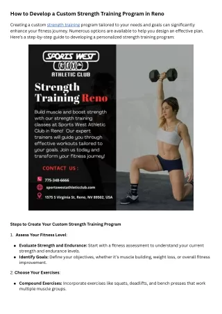 How to Develop a Custom Strength Training Program in Reno