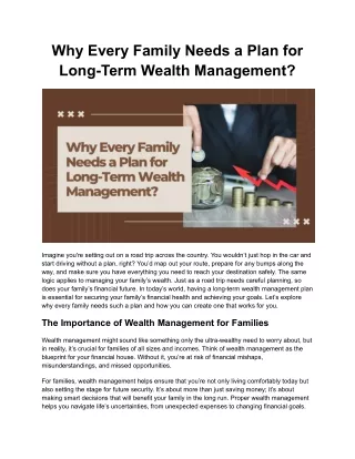 Why Every Family Needs a Plan for Long-Term Wealth Management