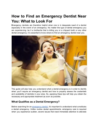 How to Find an Emergency Dentist Near You: What to Look For