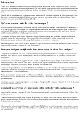 Comment Intégrer un QR Code dans votre Carte de Visite Électronique?