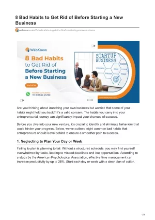 8 Bad Habits to Get Rid of Before Starting a New Business