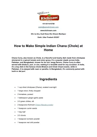 How to Make Simple Indian Chana (Chole) at Home