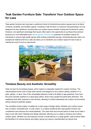 Teak Garden Furniture Sale Transform Your Outdoor Space for Less