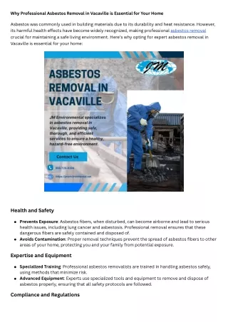 Why Professional Asbestos Removal in Vacaville is Essential for Your Home