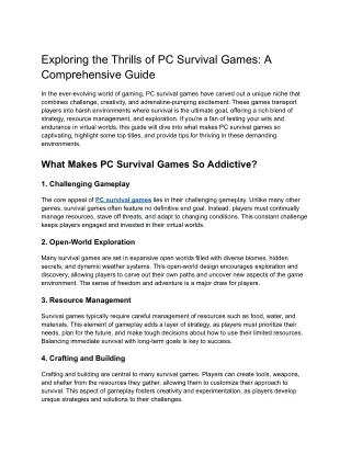 Exploring the Thrills of PC Survival Games_ A Comprehensive Guide